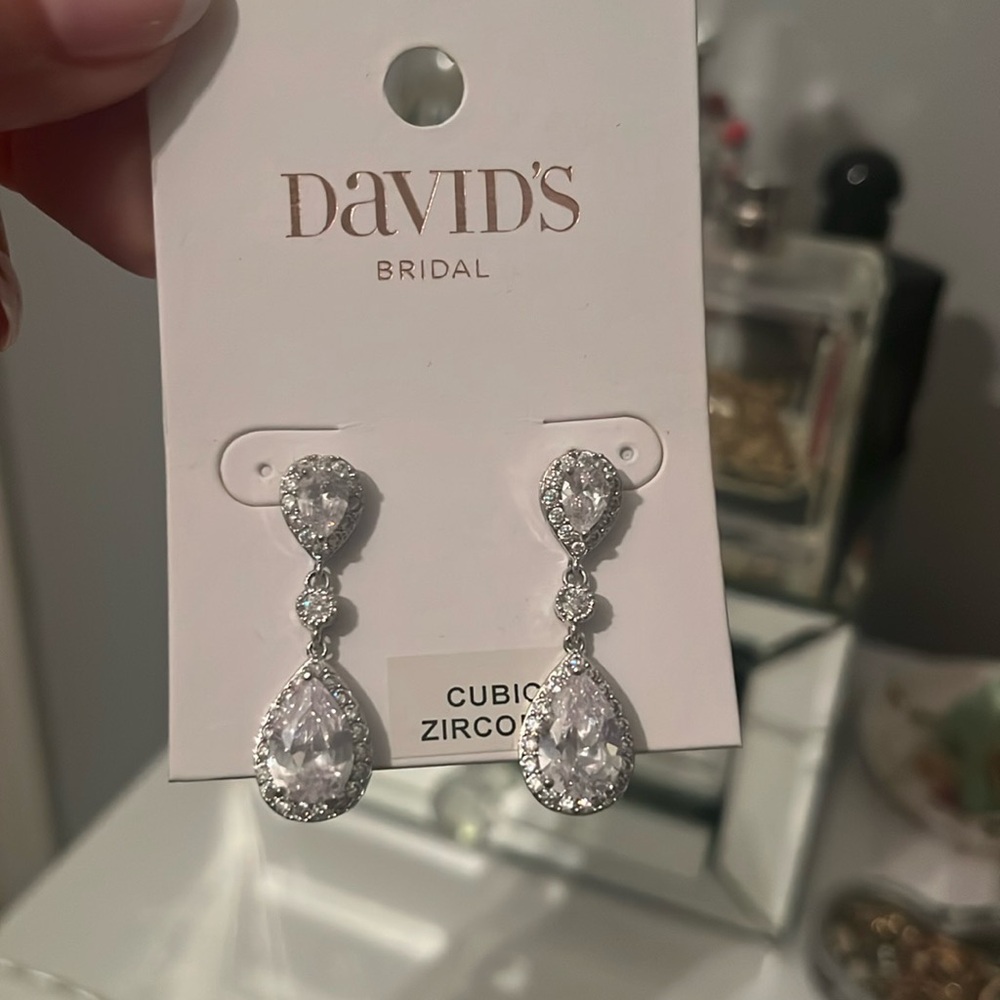 Bridal Cubic Zirconia Drop Earrings